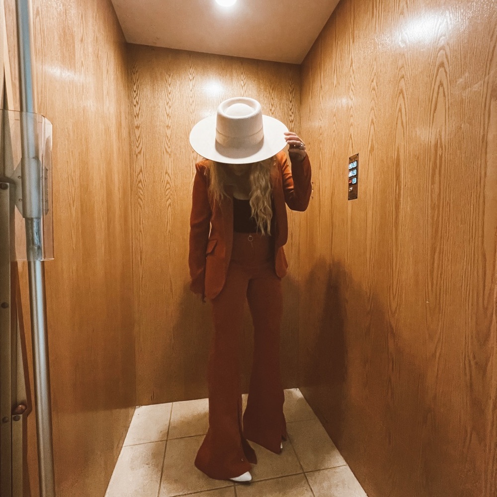 Stylish Orange Flare Pants and Blazer